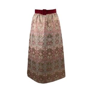 Vintage 1970’S Pink & Gold Brocade Maxi Skirt